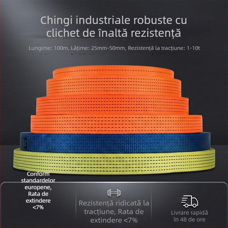 Bandă cu clemă ratchet pentru încărcături | din poliester, sarcină nominală 5000 kg, rezistență la rupere 1–7 t, DNS1-6T