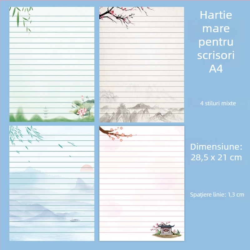 Set de hârtie pentru scris cu plicuri – stil chinezesc vintage pentru scrisori de dragoste scrise de mână