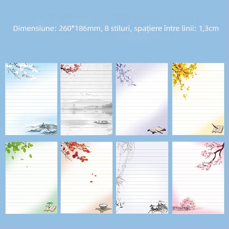 Set de hârtie pentru scris cu plicuri – stil chinezesc vintage pentru scrisori de dragoste scrise de mână