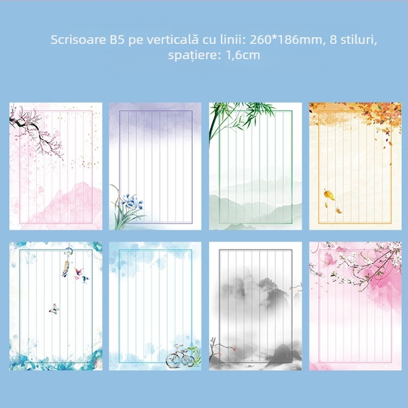 Set de hârtie pentru scris cu plicuri – stil chinezesc vintage pentru scrisori de dragoste scrise de mână