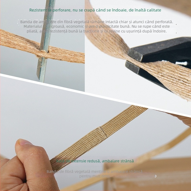 Bandă de ambalare din fibre vegetale, 0.8×12 mm, 300 m, rezistență la tracțiune 180 kg, pentru susținere și fixare