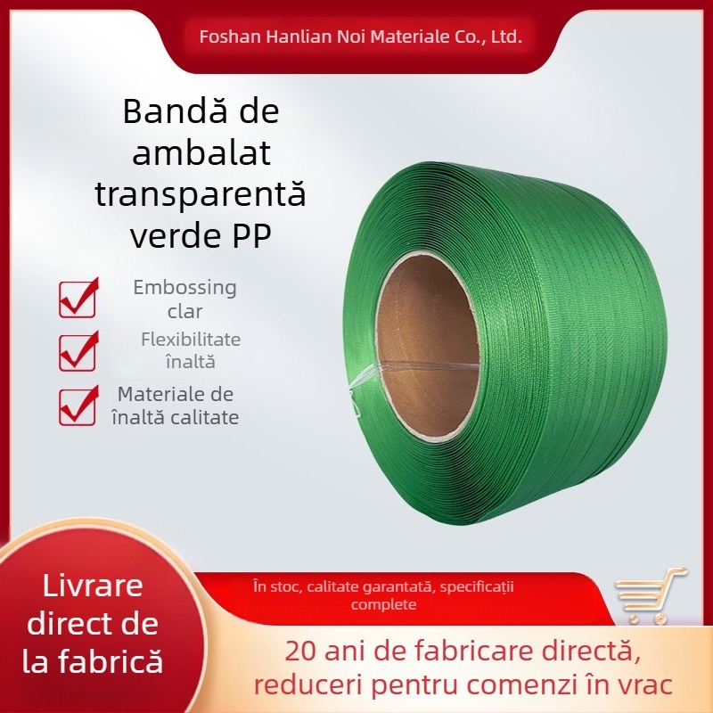 Bandă de ambalare duală pentru legarea obiectelor moi și dure | Rezistență la tracțiune 150 kg | Greutate 10 kg | Semiautomatic pentru utilizare pe mașină | Brand Hanlian materiale de ambalare | Foshan, China