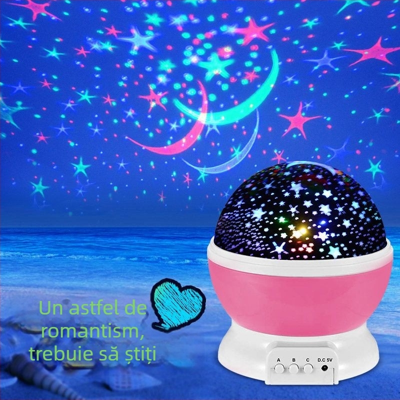 Proiector cu cer senin pentru dormitor cu proiecție rotativă și lampă de noapte — alimentare AC, montaj pe perete