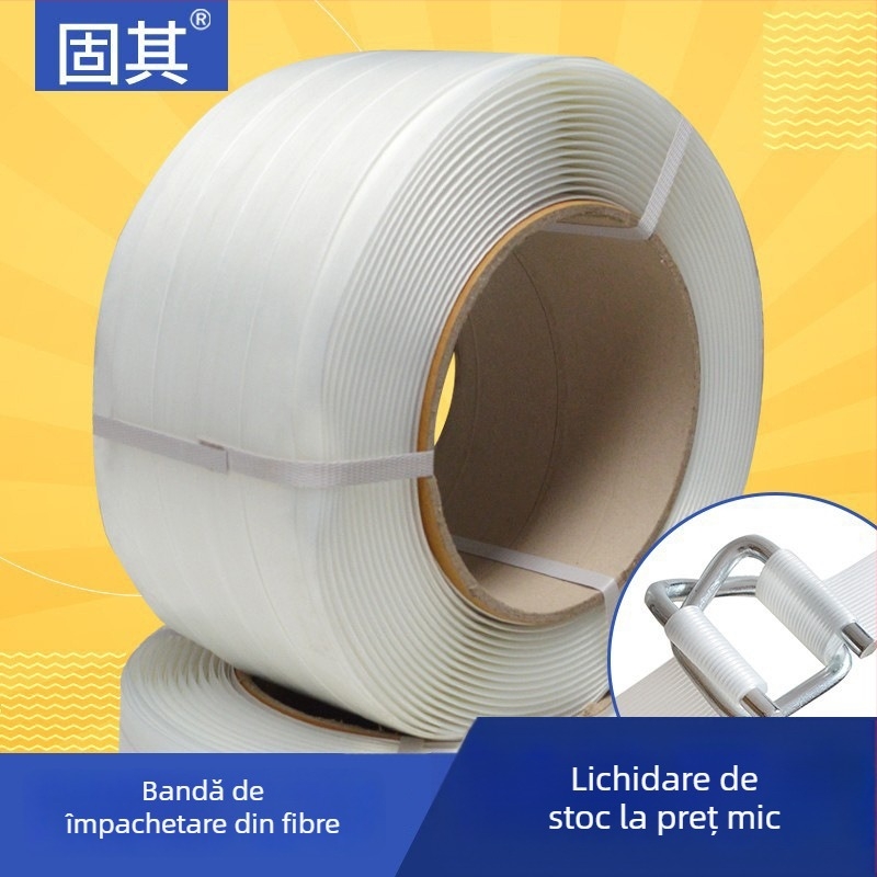 Solid Bandă de fibră din poliester – Bandă flexibilă pentru ambalare, ambalare de carton, rezistență la tracțiune 2469 kg