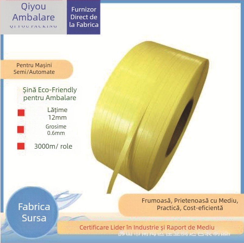 Bandă PP pentru ambalare pentru cutii, compatibilă cu mașini semiautomate, grosime 0,7 mm, rezistență la tracțiune 100 kg, model A9505#, Jiaye Tengda