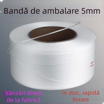 Bandă de ambalare PE pentru mașini, înaltă rezistență, ecologică și rezistentă la coroziune, grosime 0,5 mm, tracțiune 50 kg, clasă A, pentru ambalarea alimentelor