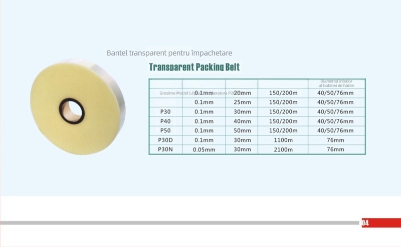 Bandă de legare OPP transparentă, produs din plastic, Grosime 0,11 mm, Brand 105, Model 05, pentru ambalare