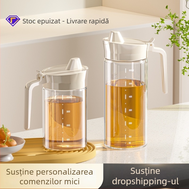 Recipient din sticlă pentru ulei, fără picurare, etanș, capacitate mare, recipient pentru condimente în stil japonez