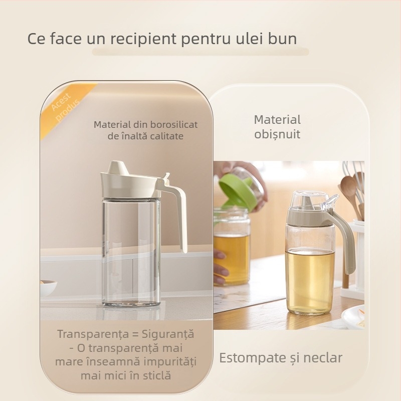 Recipient din sticlă pentru ulei, fără picurare, etanș, capacitate mare, recipient pentru condimente în stil japonez