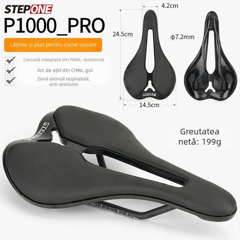 Șa de bicicletă STEPPONE, model P-1000, nylon, compatibil universal.