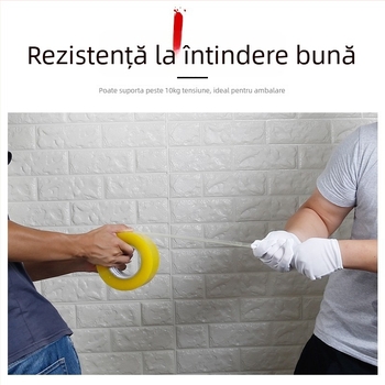 Bandă de ambalare transparentă – film BOPP, lățime 35–60 mm, lungime 100 m, grosime 52 μm, adeziv cu presiune