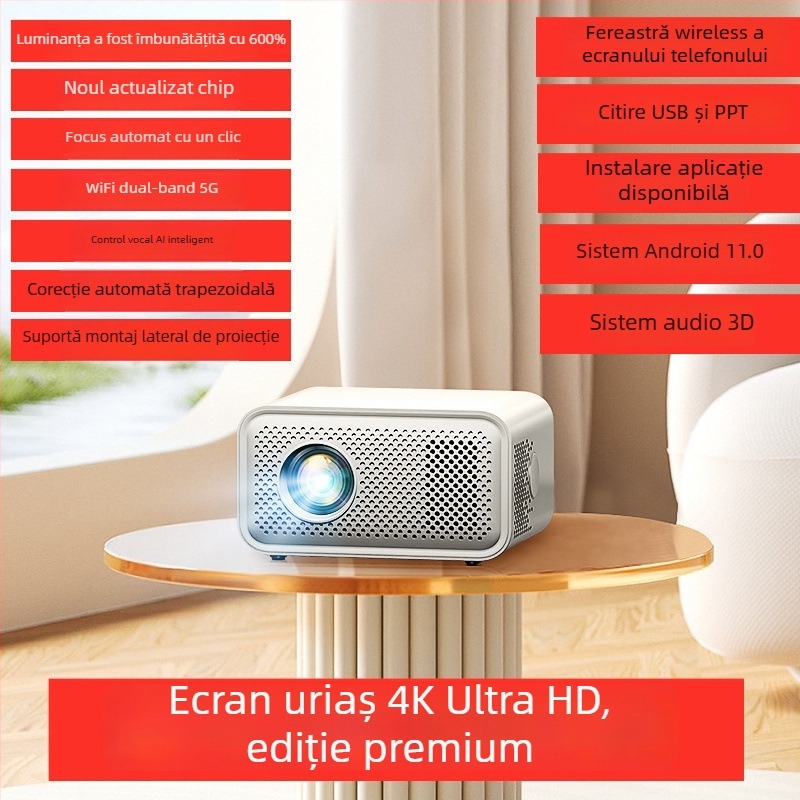 Proiector Home Theater Full HD 1080p pentru dormitor și cămin