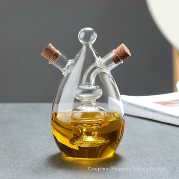 Recipient pentru ulei din sticlă borosilicată, design două-in-unu, gură dublă și gură fină, etanș și impermeabil la scurgeri