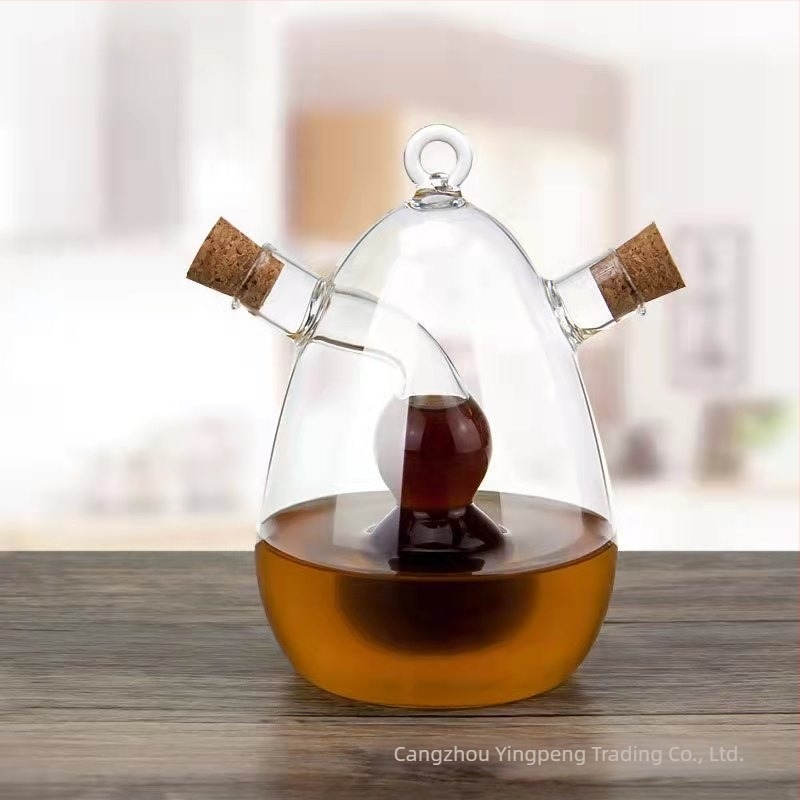 Recipient pentru ulei din sticlă borosilicată, design două-in-unu, gură dublă și gură fină, etanș și impermeabil la scurgeri