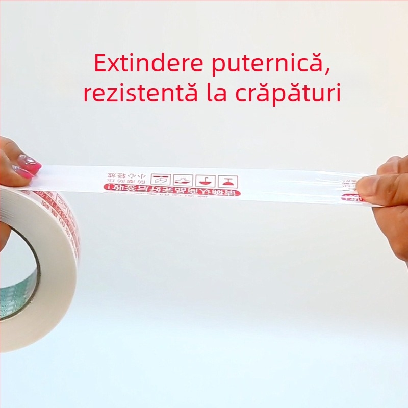 Youli bandă de avertizare pentru ambalare, transparentă, BOPP, 60U, pentru sigilarea coletelor, adeziv