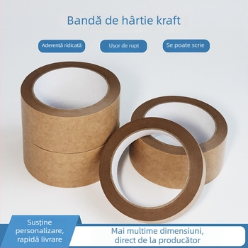 Bandă mată din hârtie kraft cu adeziv hot-melt pe bază de cauciuc, grosime 130, suport kraft, rezistentă la umezeală, potrivită pentru sigilare și ambalare, aderență puternică