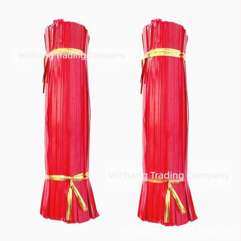 Bandă de legare cu nucleu PET și sârmă de fier, reglabilă pentru ambalare și legare legume, flori și fructe (Material: PET + sârmă de fier; Nivelul protecției la foc: V-1; Domenii de utilizare: ambalare, legare cabluri, alimente, hobby, cutii cadou, flori 