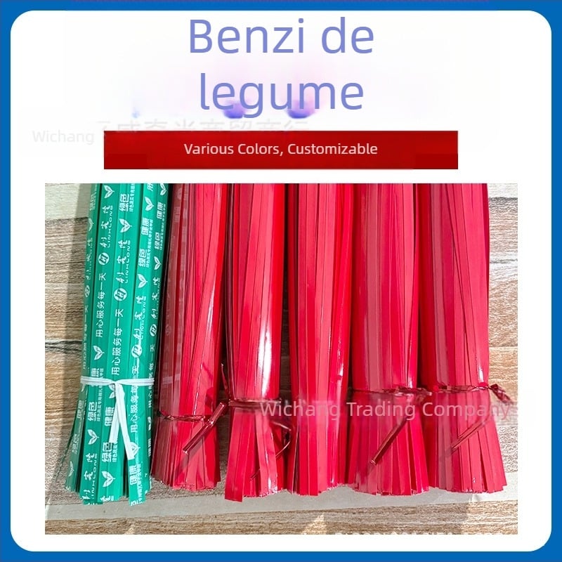 Bandă de legare cu nucleu PET și sârmă de fier, reglabilă pentru ambalare și legare legume, flori și fructe (Material: PET + sârmă de fier; Nivelul protecției la foc: V-1; Domenii de utilizare: ambalare, legare cabluri, alimente, hobby, cutii cadou, flori 