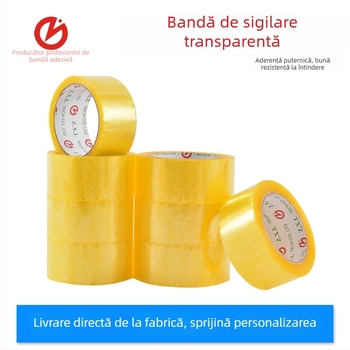 Bandă de ambalare, film BOPP, vâscozitate mare, adeziv sensibil la presiune, construcție anti-tăiere, pentru sigilarea cutiilor