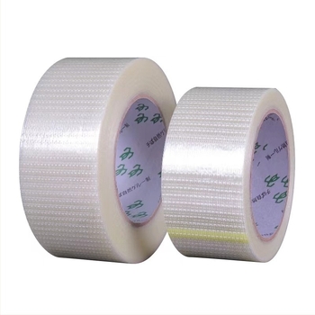 Bandă din fibră de sticlă cu plasă unidirecțională pentru fixarea matrițelor și a echipamentelor electrice; bază PET+ fibră de sticlă; adeziv transparent; lățime 10–60 mm; lungime 50 m; interval temperatură -20…40 °C.