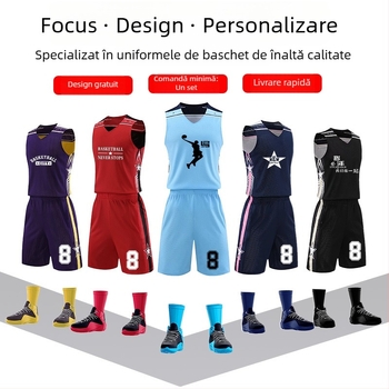 Set reversibil de baschet unisex pentru antrenament – utilizare pe tot parcursul anului, țesătură din amestec de poliester, căptușeală 100% poliester, model 313