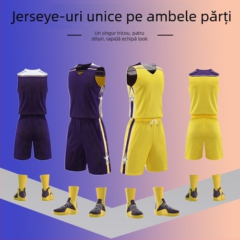 Set reversibil de baschet unisex pentru antrenament – utilizare pe tot parcursul anului, țesătură din amestec de poliester, căptușeală 100% poliester, model 313