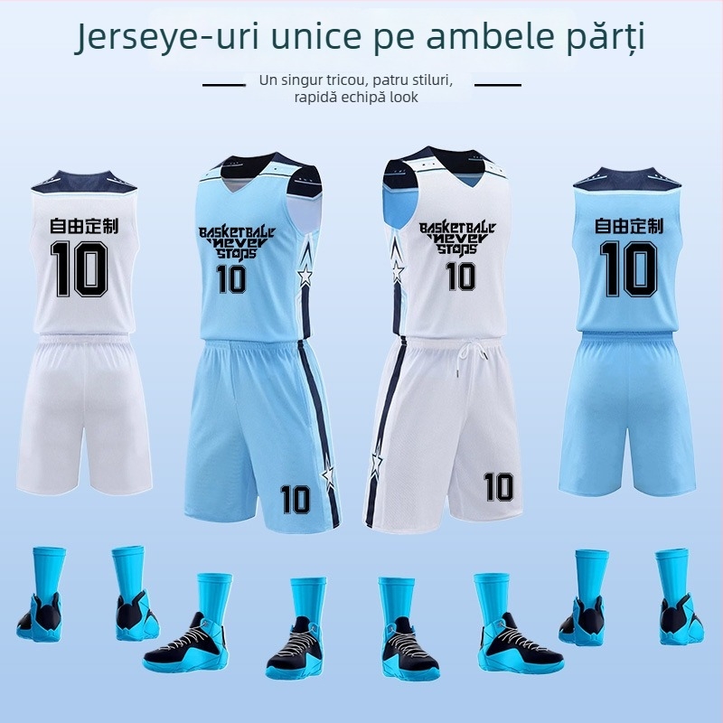 Set reversibil de baschet unisex pentru antrenament – utilizare pe tot parcursul anului, țesătură din amestec de poliester, căptușeală 100% poliester, model 313