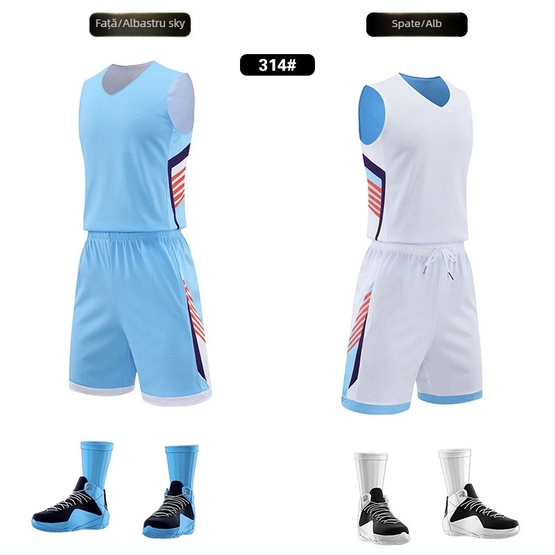 Set reversibil de baschet unisex pentru antrenament – utilizare pe tot parcursul anului, țesătură din amestec de poliester, căptușeală 100% poliester, model 313