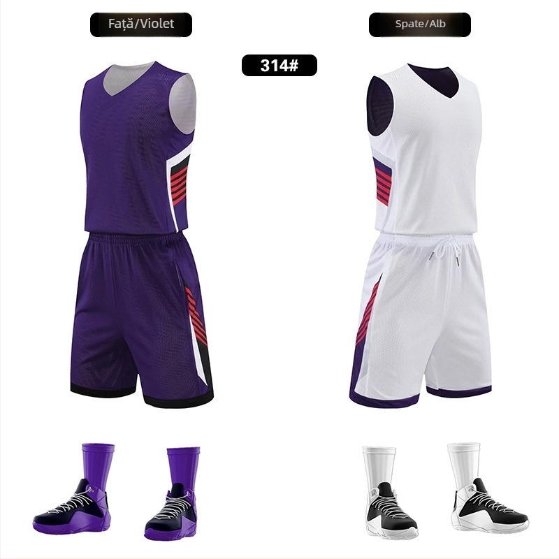 Set reversibil de baschet unisex pentru antrenament – utilizare pe tot parcursul anului, țesătură din amestec de poliester, căptușeală 100% poliester, model 313