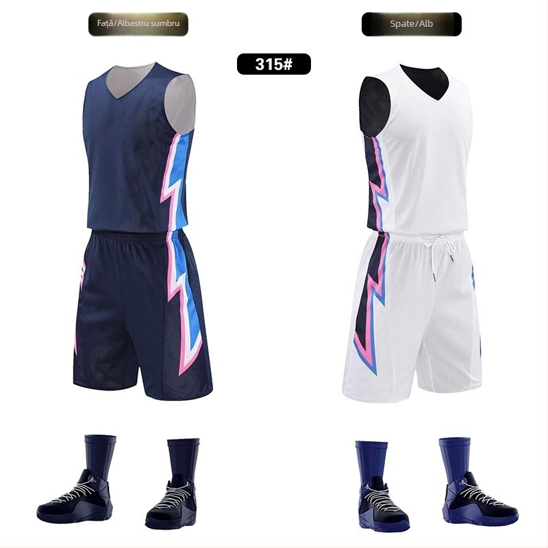 Set reversibil de baschet unisex pentru antrenament – utilizare pe tot parcursul anului, țesătură din amestec de poliester, căptușeală 100% poliester, model 313