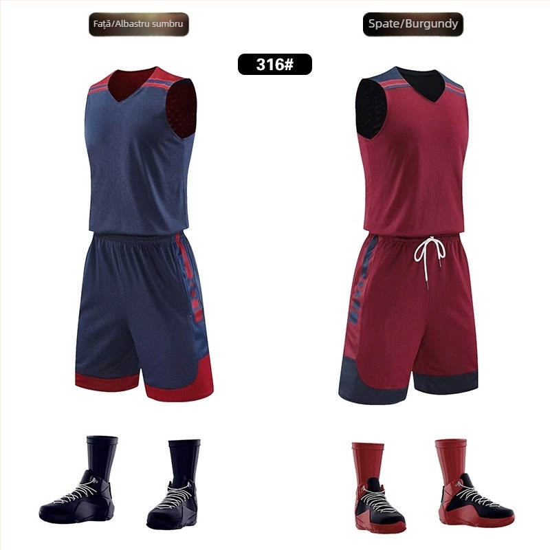 Set reversibil de baschet unisex pentru antrenament – utilizare pe tot parcursul anului, țesătură din amestec de poliester, căptușeală 100% poliester, model 313