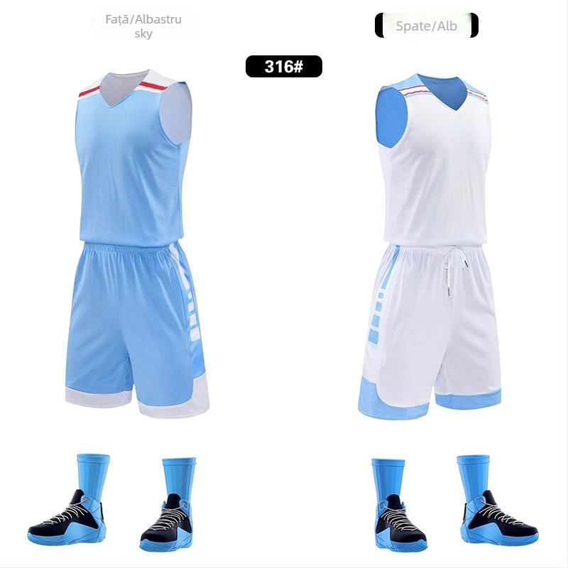 Set reversibil de baschet unisex pentru antrenament – utilizare pe tot parcursul anului, țesătură din amestec de poliester, căptușeală 100% poliester, model 313