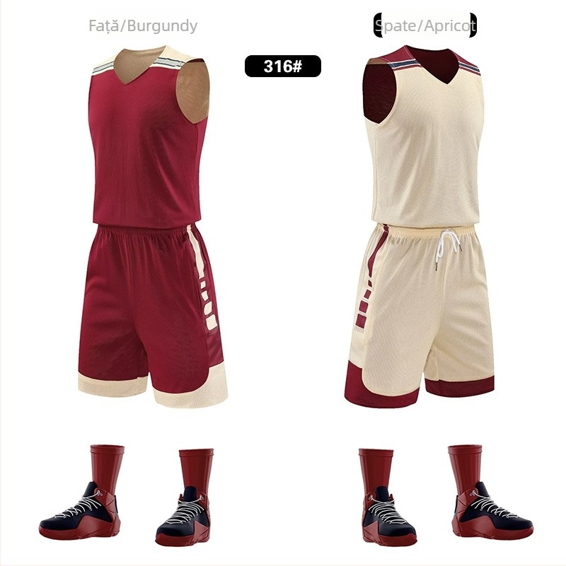 Set reversibil de baschet unisex pentru antrenament – utilizare pe tot parcursul anului, țesătură din amestec de poliester, căptușeală 100% poliester, model 313