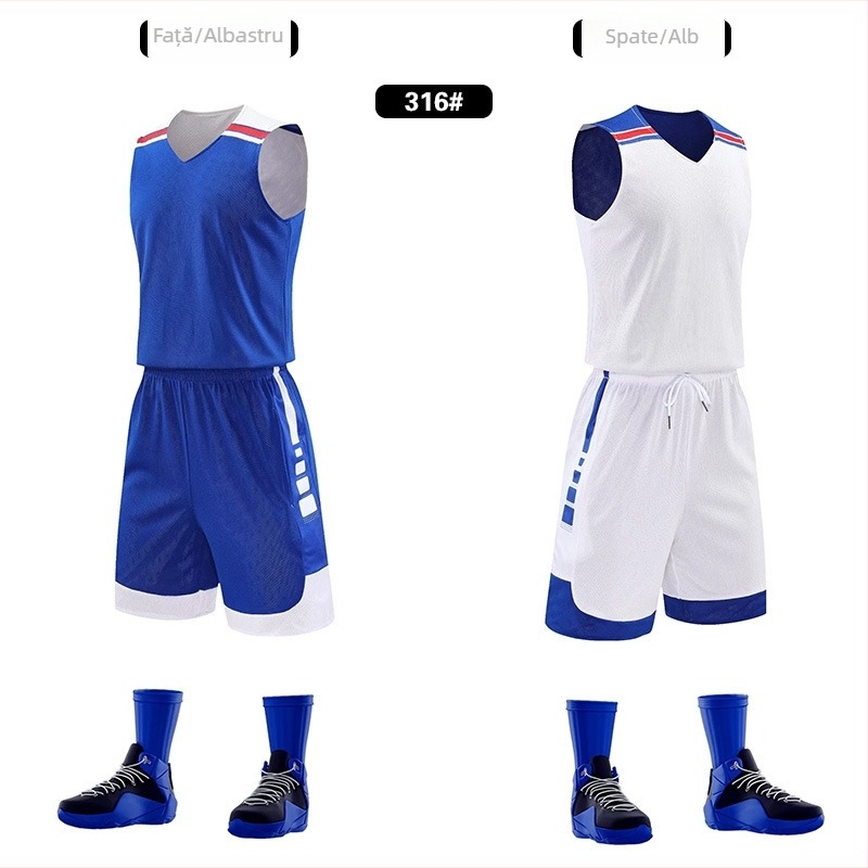 Set reversibil de baschet unisex pentru antrenament – utilizare pe tot parcursul anului, țesătură din amestec de poliester, căptușeală 100% poliester, model 313