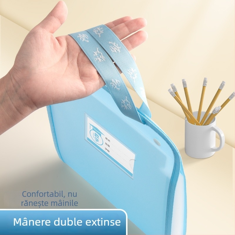 Organizator A4 pentru coli de examen – dosar din plastic, transparent, 13 compartimente (Model: A4, Fără logo)