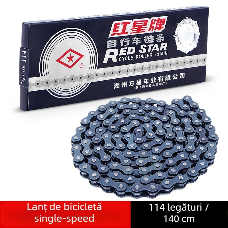 Lanț pentru bicicletă Red Star, single speed, oțel, lungime 1,4 m, 114 zale