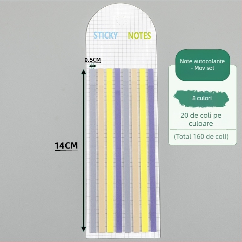 Etichete de index PET transparente, ultra-subțiri, pentru clasificarea elevilor, autoadezive, 20 de foi