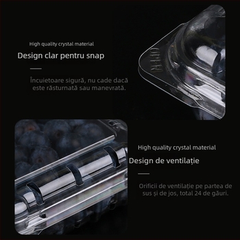 Cutie de ambalare pentru fructe, din PET, cu găuri și capac, capacitate 125 g