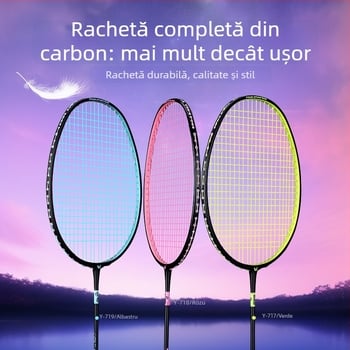 Rachetă badminton Witess/Witness YA717 – ramă din fibră de carbon, greutate 80–84 g, mână G5, șnur din nailon, model cu traiectorie dreaptă