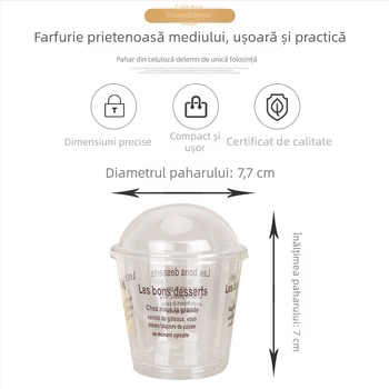 Pahar de unică folosință pentru desert cu capac, 200 ml, plastic PS; potrivit pentru cafea, băuturi reci și deserturi