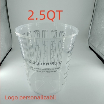 Set de pahare de măsurare din plastic cu capac, PP material, imprimare serigrafică a scării