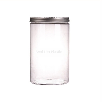 Borcan din plastic pentru ceai PET, cu capac sigilat și imprimare silkscreen; diametrul 125 mm; grosime perete 2 mm; înălțimi 140/170/210 mm