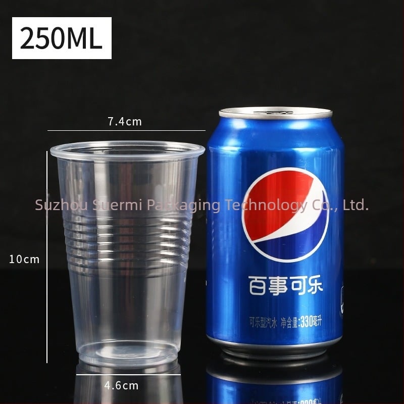 Pahar de unică folosință din PP, transparent, 250 ml, pentru catering, cu design îngroșat, degradabil