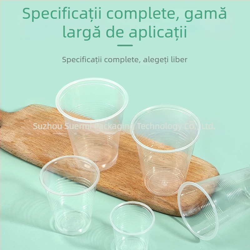 Pahar de unică folosință din PP, transparent, 250 ml, pentru catering, cu design îngroșat, degradabil
