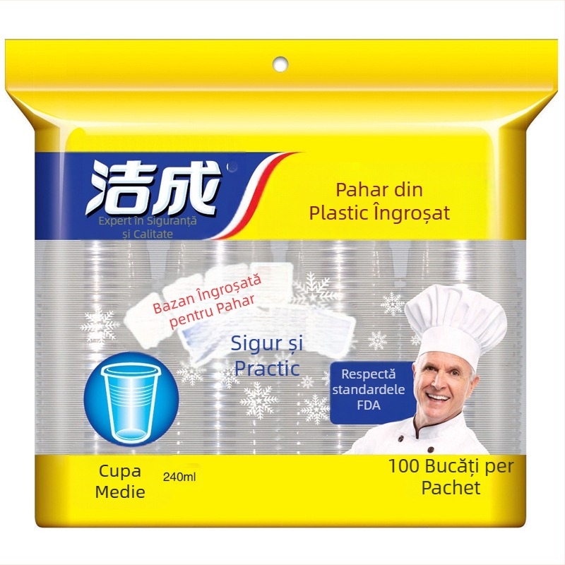 Pahare din plastic de unică folosință pentru băuturi, rotunde, PP de calitate alimentară, 100 buc