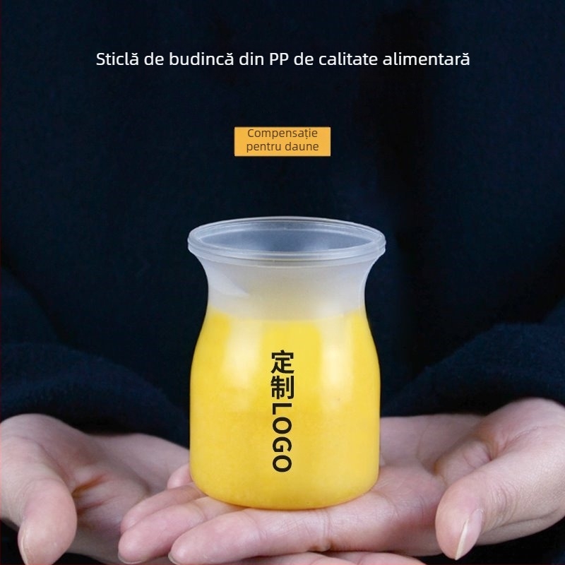 Cupa PP pentru budincă cu capac – rezistentă la temperaturi înalte, de calitate alimentară, imprimare personalizabilă (offset, serigrafie, UV, relief)