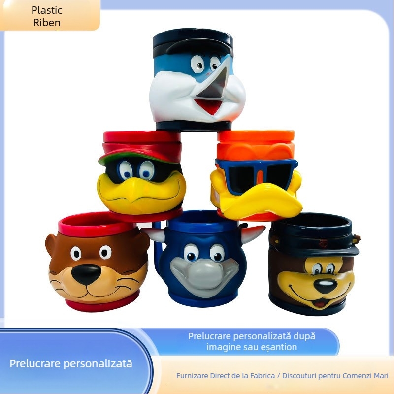 Cupe personalizabile din PP, 480 ml, design cartoon, turnare prin injecție + emailare, grosime perete 3–5 mm