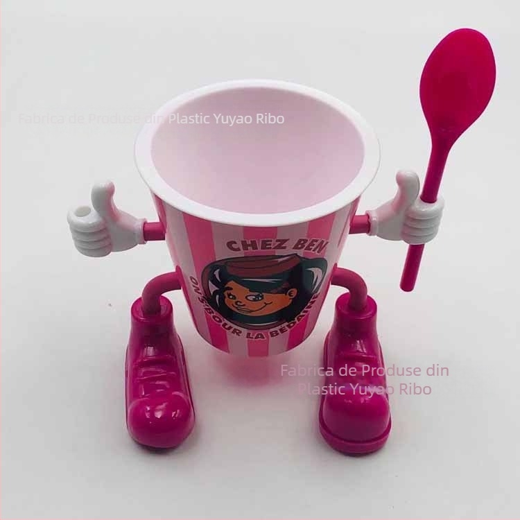 Cupă din plastic pentru înghețată cu design de fată desen animat (Tehnică de serigrafie; Personalizare disponibilă; Logo imprimat; Ambalare: cupă; Model: seria B)