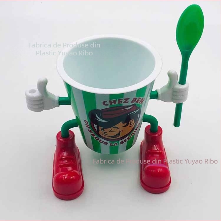 Cupă din plastic pentru înghețată cu design de fată desen animat (Tehnică de serigrafie; Personalizare disponibilă; Logo imprimat; Ambalare: cupă; Model: seria B)