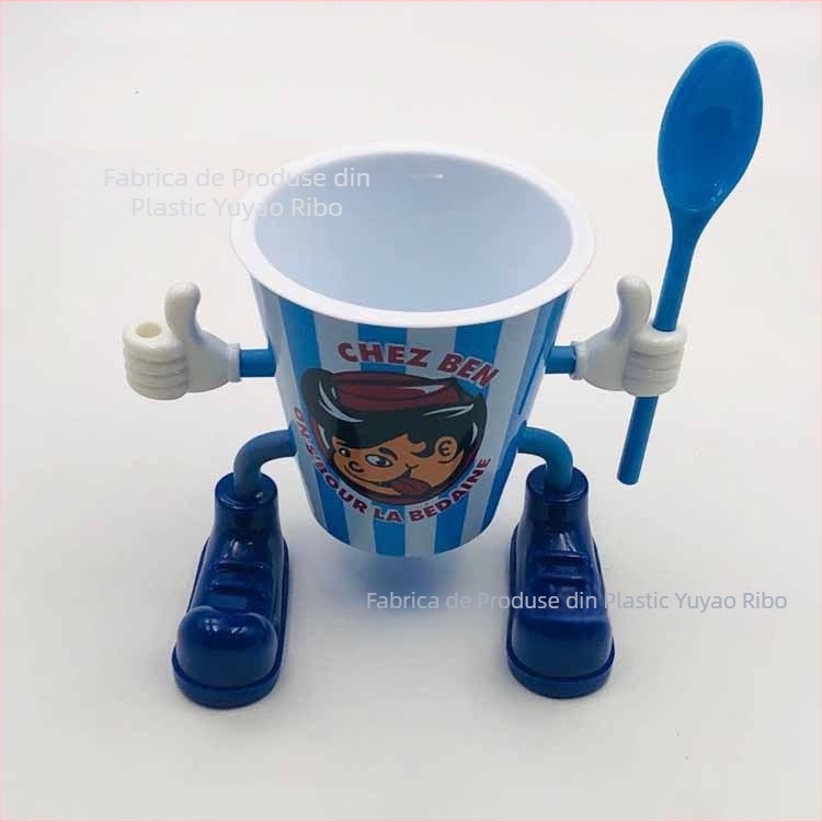 Cupă din plastic pentru înghețată cu design de fată desen animat (Tehnică de serigrafie; Personalizare disponibilă; Logo imprimat; Ambalare: cupă; Model: seria B)